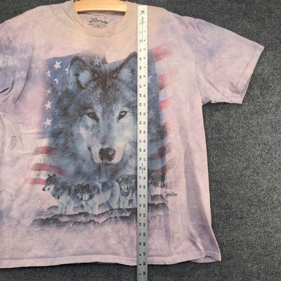 The Mountain Men's Wolves American Flag T-Shirt Multi Tie Dye XL 100% Cotton - Picture 12 of 14
